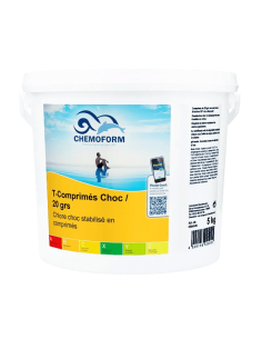 Chlore choc stabilisé pastille de 20 gr seau de 5 kg