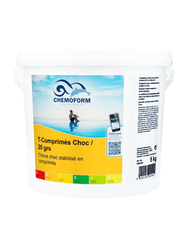 Chlore choc stabilisé pastille de 20 gr seau de 5 kg