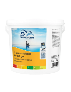 Chlore lent stabilisé galets de 500 gr seau de 5 kg