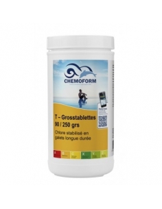 Chlore lent stabilisé galets de 250 gr boîte de 1 kg